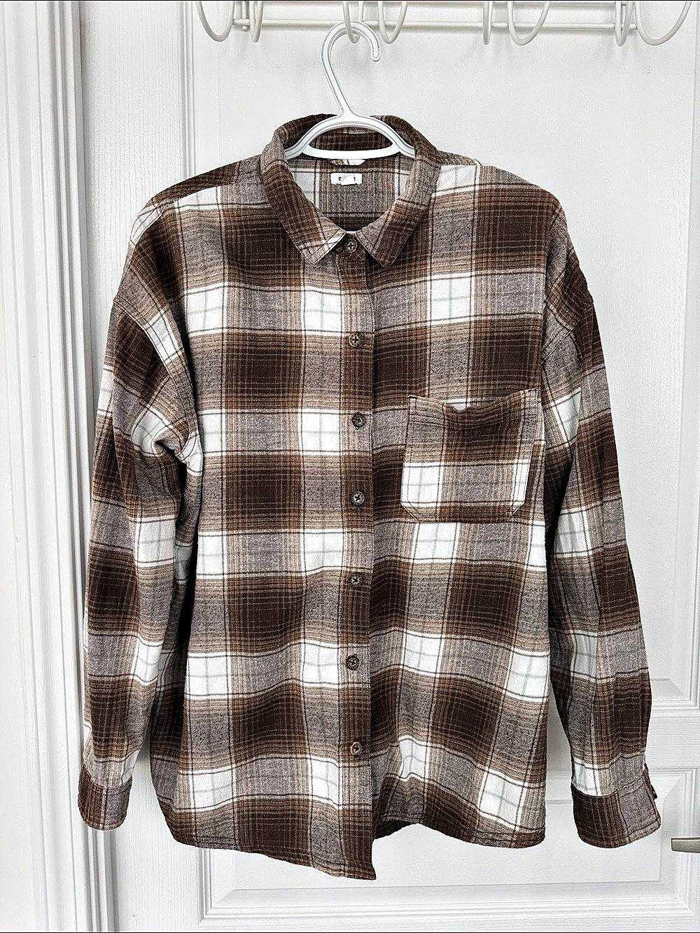 Garage Plaid Flannel Brown & White M/L